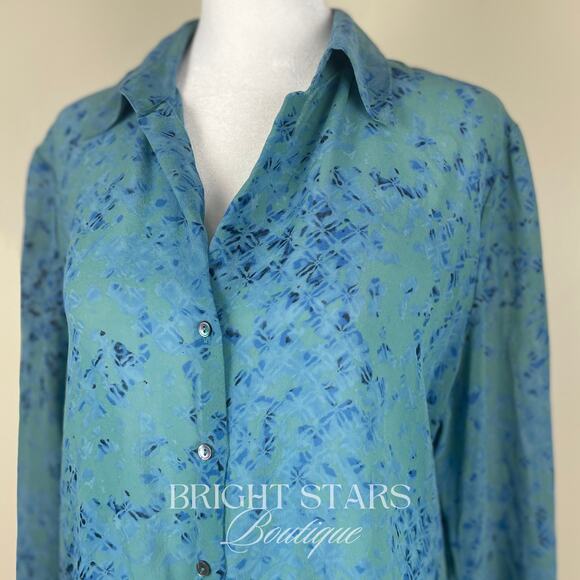 Extremely Rare Blue Silk Blouse Button Down ASO Lorelai Gilmore Girls Vintage - Picture 8 of 9